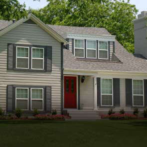 traditional style home with red door